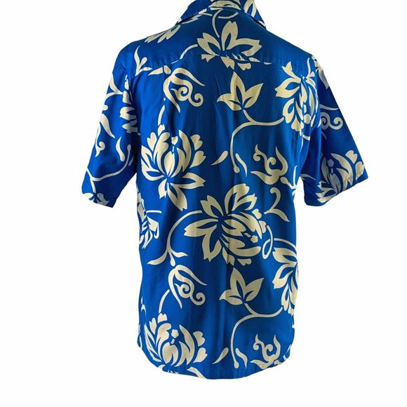 Vintage TI'a Blue with White 100%Cotton‎ Hawaiian Surf Shirt - Picture 7 of 9